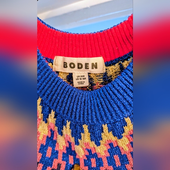 Boden EUC 16-18R Navy Sweater Fair isle paisley Dress - Picture 3 of 3